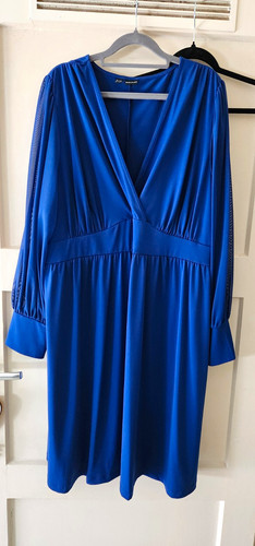 Damen kleid blau chiffon - blau,
