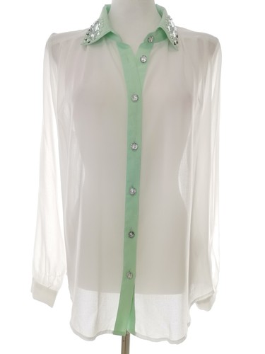 Verspielt glam bluse weiß - bluse,