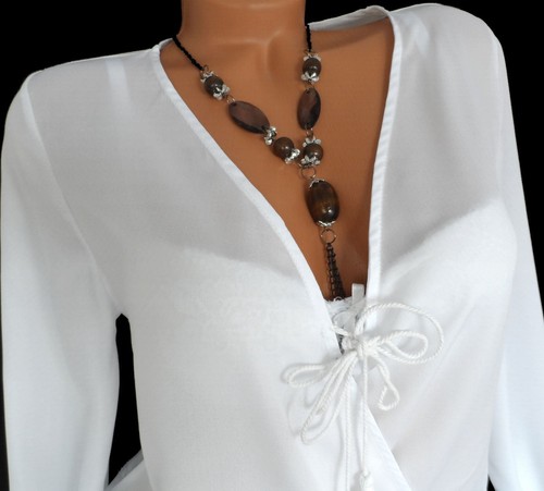 Chiffon bluse weiß langarm - chiffon,