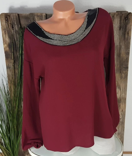Damen chiffon bluse - bluse, bordeaux