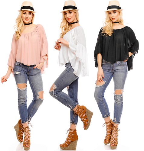 Damen top langarm - top, bluse