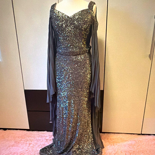 Damen abendkleid lang grau - abendkleid,