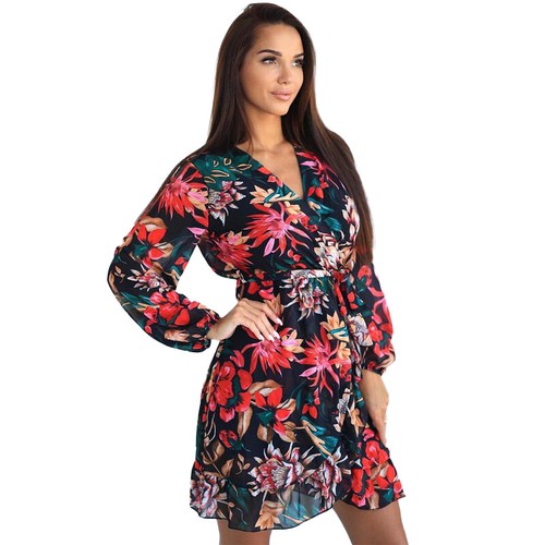 Damen langarm chiffon kleid - damen,