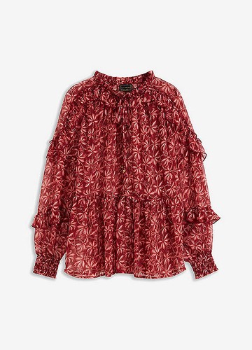 Chiffonbluse 44 rubinrot - chiffonbluse,