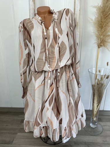 Chiffon kleid volant - volant, beige